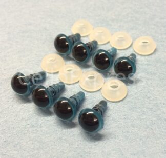 Pack of 4 Pairs - 8mm Blue Glass Like Eyes with Plastic Backs