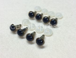 Pack of 4 Pairs - 8mm Gold Glass Like Eyes with Plastic Backs