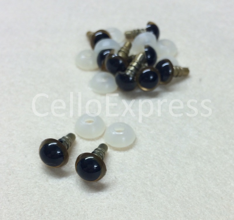 Pack of 5 Pairs - 8mm Gold Glass Like Eyes with Plastic Backs