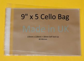 Pack of 100 - 9" x 5" 135mm x 228mm + 30mm Self Seal Flap - 9x5 Mounted Photograph Cellophane Display Bags 40 Micron - Medium Cello