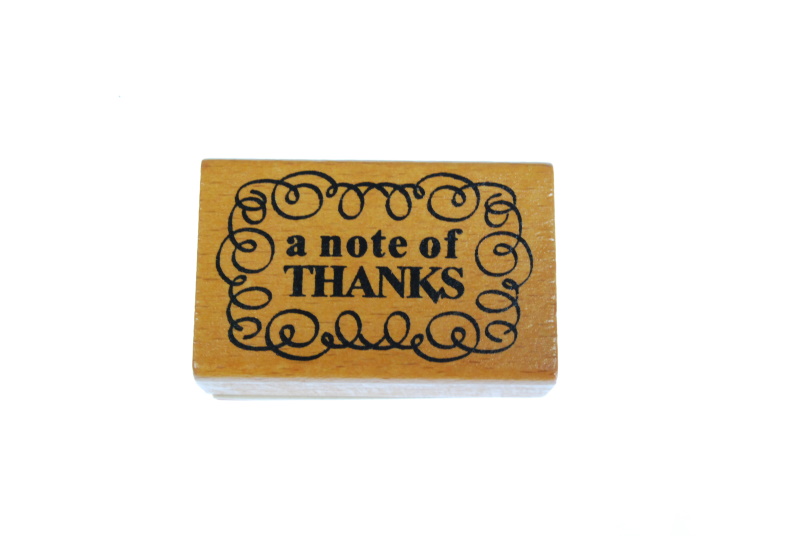 Pack of 1 - Wooden Mounted Ink Stamper - A Note of Thanks - 6cm x 4cm - Various Designs and Sizes