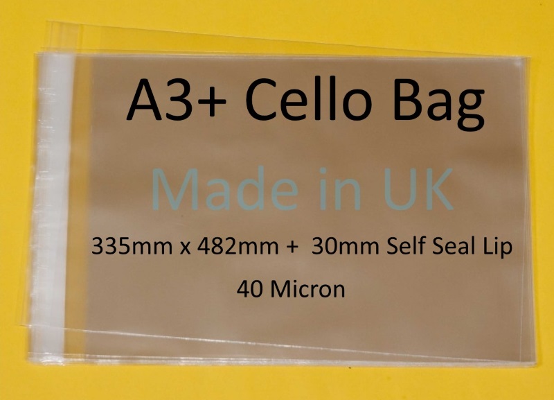 40 Micron Mounted Photograph Cellophane Display Bags Self Seal Pack of 25-13 x 13-339mm x 331mm 30mm Self Seal Flap
