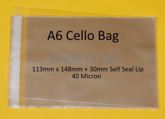 Pack of 500 -  A6 Cello - 113mm x 148mm + 30mm Self Seal Flap - Cellophane Artist Size Display Bags 40 Micron - Small Cello