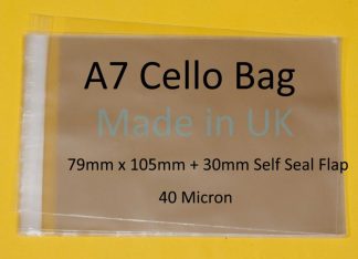 Pack of 500 - A7 Cello - 79mm x 105mm + 30mm Self Seal Flap - Cellophane Artist Size Display Bags 40 Micron - Small Cello