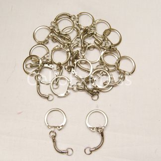 Pack of 10 - SILVER KEYCHAINS - 19mm Snake Ring with Chains