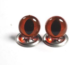 Pack of 1 Pair - 9mm Amber Cats Crystal Eyes with Metal Backs
