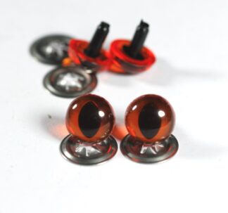 Pack of 2 Pairs - 18mm Amber Cats Crystal Eyes with Metal Backs