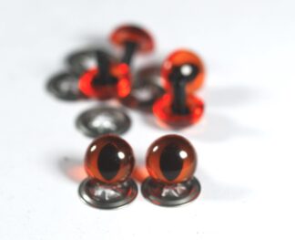 Pack of 3 Pairs - 9mm Amber Cats Crystal Eyes with Metal Backs