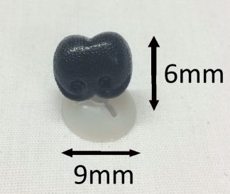 9mm x 6mm Black Bear Noses with Plastic Backs