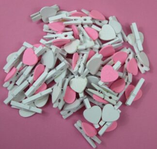 30mm Pink&White Mix White Pegs