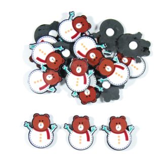 27mm Christmas Teddy Snowman (Self Adhesive) - Craft Embellishments