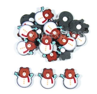17mm Christmas Teddy Snowman (Self Adhesive) - Craft Embellishments