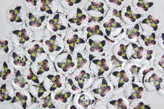 30mm Wooden Buttons - Black & Green Butterflies