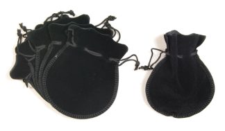 13cm x 16cm Black Round Velvet Pouches - Jewellery Gift Bags