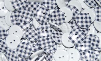 Printed Wooden Buttons - 20mm Black & White Tartan