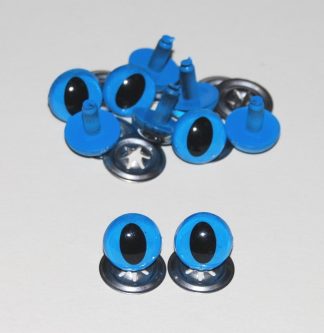 Pack of 5 Pairs - 15mm Blue Cat Crystal Eyes with Metal Backs