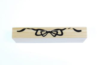 Wooden Mounted Ink Stamper - Bow Ribbon - 10cm x 1.5cm