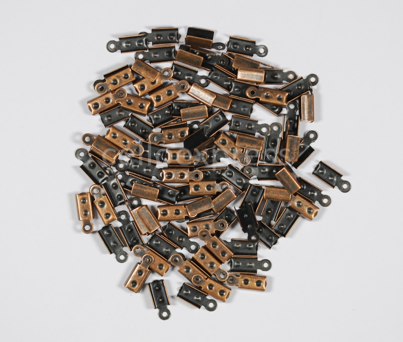 12mm x 5mm Red Copper Cord Ends - Pack of 100