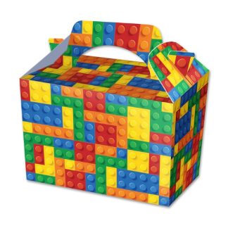 Pack of 10 - Bricks Party Food Boxes - 15x10x10cm - Childrens Food/Treats Boxes