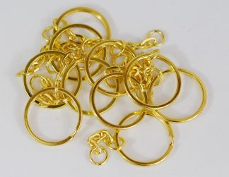 Pack of 10 - BRIGHT GOLD KEYCHAINS - 25mm Double Loop Split Ring with Chains