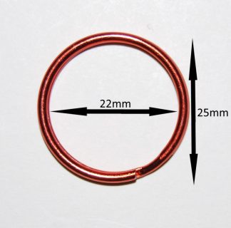 Pack of 10 - BURNT ORANGE - 25mm Round - Double Loop Split Ring for Keyrings