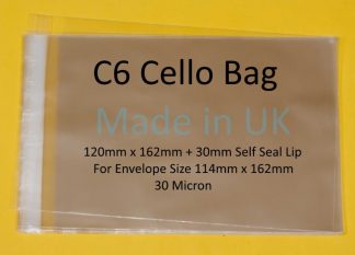Pack of 100 - C6 - 120mm x 162mm + 30mm Self Seal Flap - Cellophane Greeting Card Display Bags 30 Micron - Small Cello