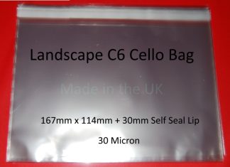 Pack of 100 - Landscape C6 - 167mm x 114mm - Cello Photo Display Bags Self Seal