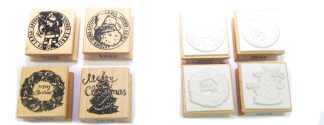 Set of 4 Rubber Stamps (Christmas Set) - Wooden Ink Stampers