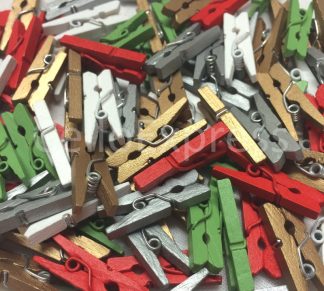 25mm Christmas Mix 2 - Mini Wooden Craft Pegs