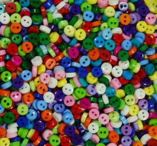 Pack of 100 Buttons - 6mm Circles - Mixed Colours - Mini Buttons For Dolls & Soft Toys Clothes