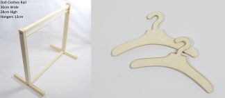 Pack of 1 - 30cm Wooden Clothes Rail + 10 Hangers