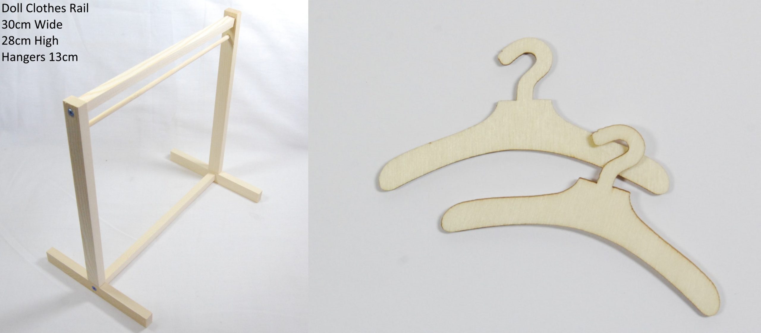 Pack of 1 - 30cm Wooden Clothes Rail + 50 Hangers