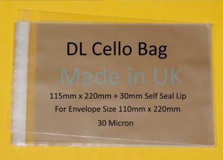 Pack of 100 - DL Cello - 115mm x 220mm + 30mm Self Seal Flap - Cellophane Greeting Card Display Bags 30 Micron - Medium Cello