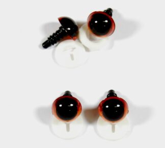 Pack of 2 Pairs - 9mm DARK AMBER Transparent Eyes with Plastic Backs