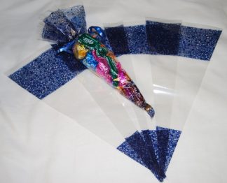 Pack of 10 - Small Blue - Cone Cello Display Party Bags - 45 micron - 8.5" x 6"