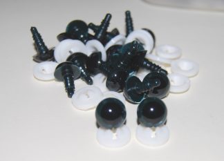 Pack of 10 Pairs - 10mm Dark Grey Glass Like Eyes with Plastic Backs