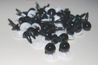 Pack of 25 Pairs - 12mm Dark Grey Glass Like Eyes with Plastic Backs