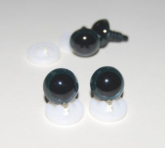 Pack of 2 Pairs - 10mm Dark Grey Glass Like Eyes with Plastic Backs