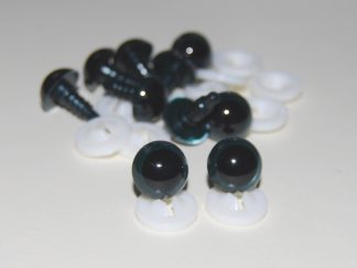 Pack of 5 Pairs - 8mm Dark Grey Glass Like Eyes with Plastic Backs