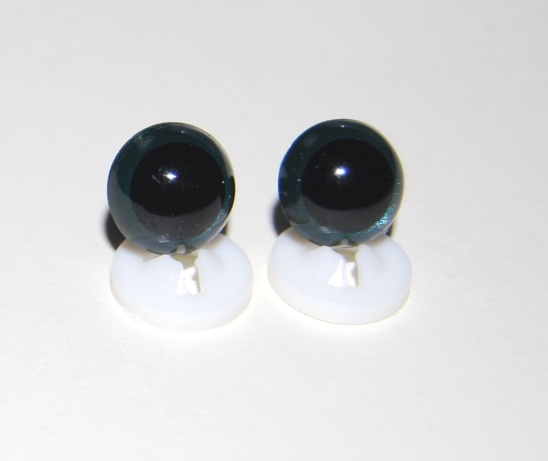 Pack of 1 Pair - 10mm Dark Grey Glass Like Eyes with Plastic Backs