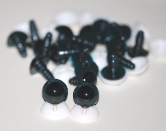 Pack of 10 Pairs - 18mm Dark Grey Glass Like Eyes with Plastic Backs