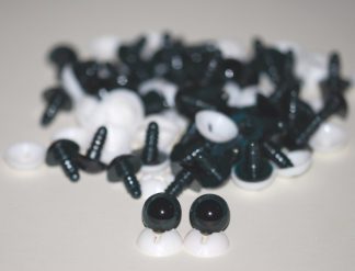 Pack of 25 Pairs - 18mm Dark Grey Glass Like Eyes with Plastic Backs