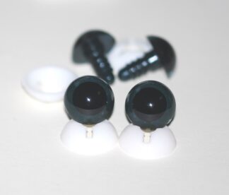 Pack of 2 Pairs - 18mm Dark Grey Glass Like Eyes with Plastic Backs