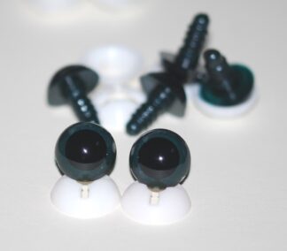 Pack of 3 Pairs - 18mm Dark Grey Glass Like Eyes with Plastic Backs