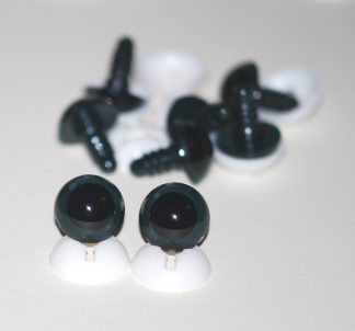 Pack of 4 Pairs - 18mm Dark Grey Glass Like Eyes with Plastic Backs