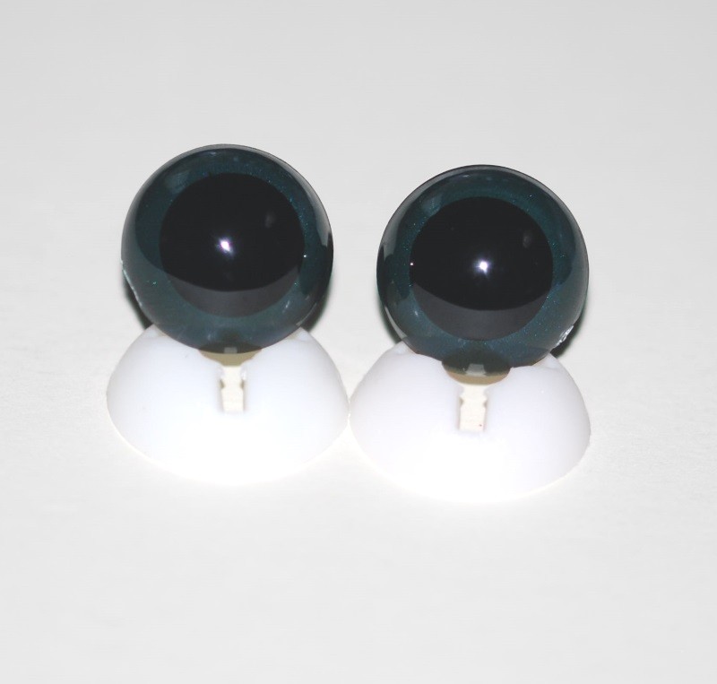 Pack of 1 Pair - 18mm Dark Grey Glass Like Eyes with Plastic Backs