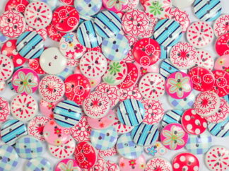 15mm Wooden Printed Ditsy Dotty Buttons