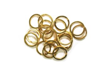 Pack of 10 - Gold - 25mm Flat Double Loop Split Ring for Keyrings