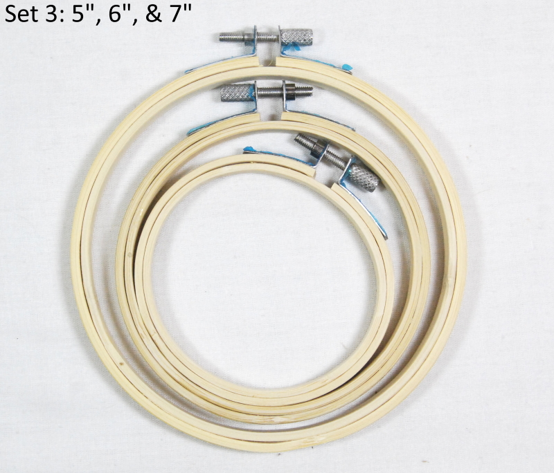 Set 3: 5", 6" & 7" Bamboo Embroidery Hoop - Cross Stitch/Tapestry Frame
