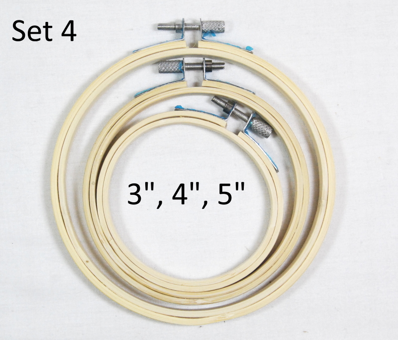 Set 4: 3", 4" and 5" Bamboo Embroidery Hoop - Cross Stitch/Tapestry Frame
